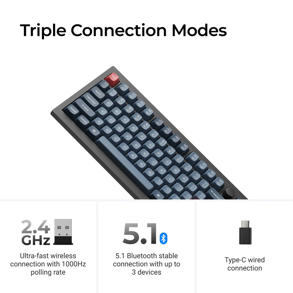 Keychron V3 Max (V3M-D4) Wireless Custom Mechanical Keyboard (Banana Switch)
