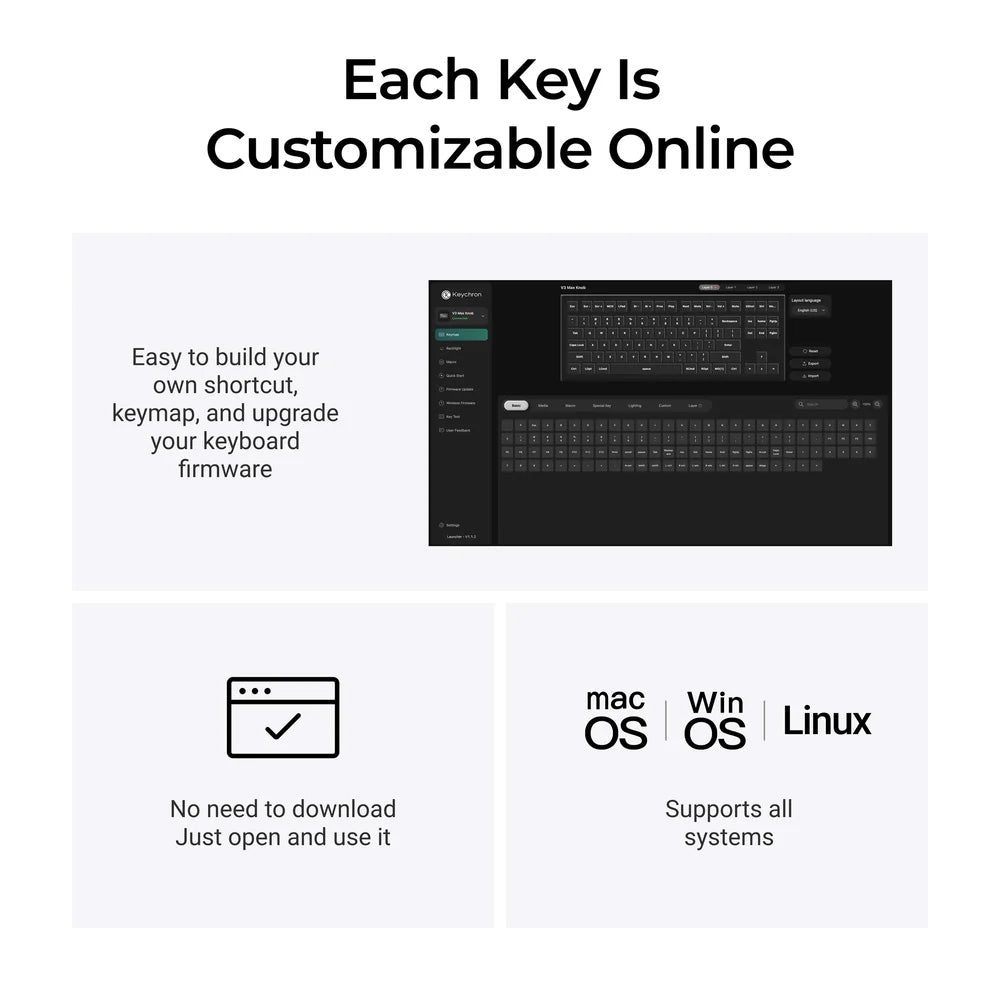 Keychron V3 Max (V3M-D1) Wireless Custom Mechanical Keyboard (Red Switch)