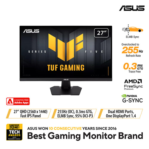 Asus TUF Gaming VG27AQME5F - 27 QHD Fast IPS 255Hz Gaming Monitor