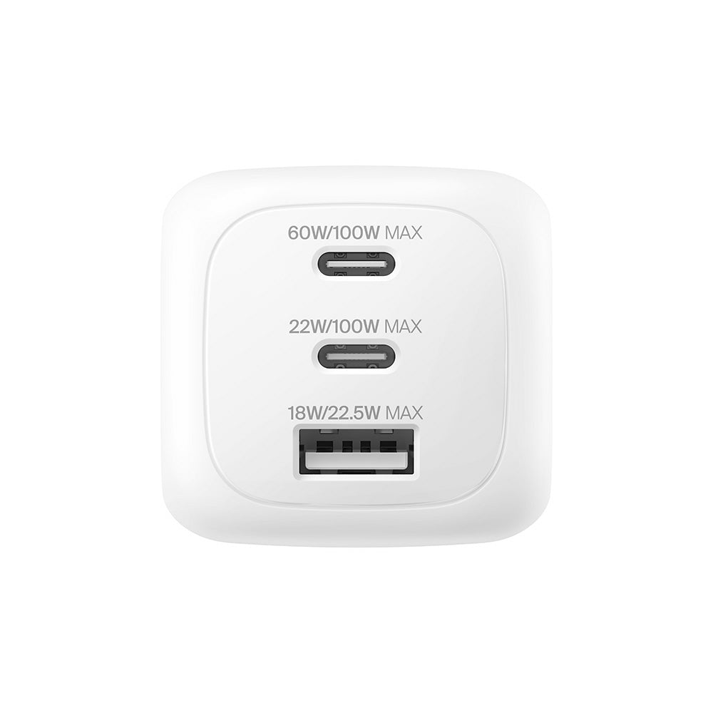 Belkin WCH016myWH BoostCharge Pro 3-Port GaN Wall Charger 100W + International Plug Tip