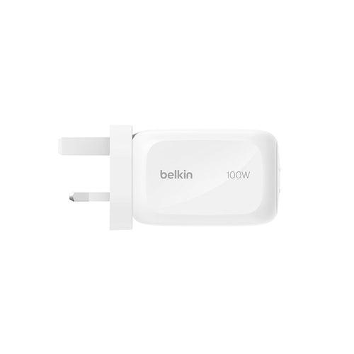 Belkin WCH016myWH BoostCharge Pro 3-Port GaN Wall Charger 100W + International Plug Tip
