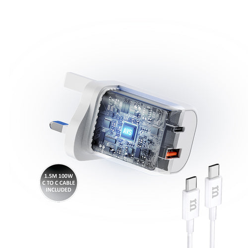 Redmonster Fibon PD60W Duo 1C1A AVS Wall Charger + 1.5M Cable - WHite