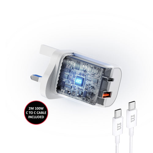 Redmonster Fibon PD60W Duo 1C1A AVS Wall Charger + 2M Cable - White