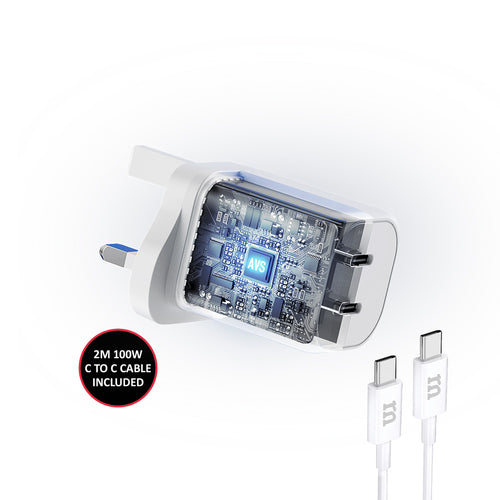 Redmonster Fibon PD60W Duo 2C AVS Wall Charger + 2M Cable - White
