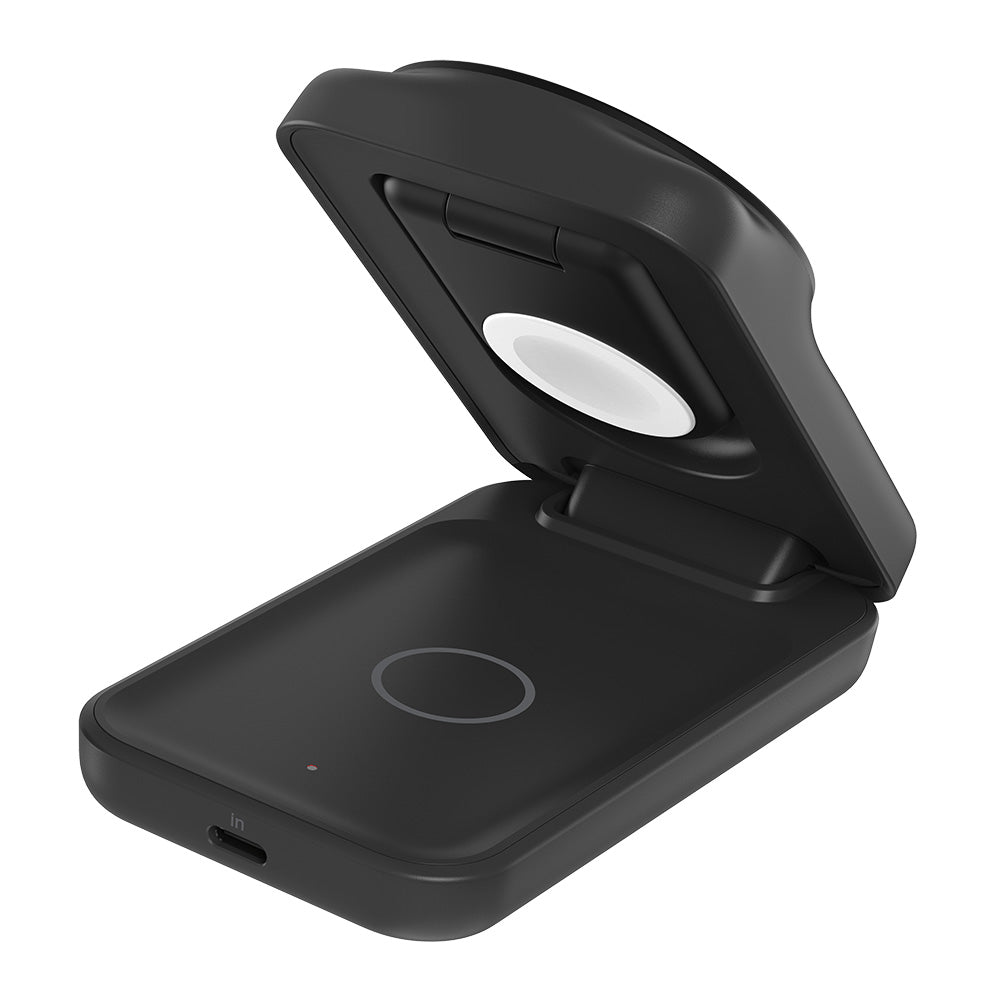 Belkin WIZ036myBK UltraCharge 3-in-1 Foldable Magnetic Charger with Qi2 25W (Square Form) - Black