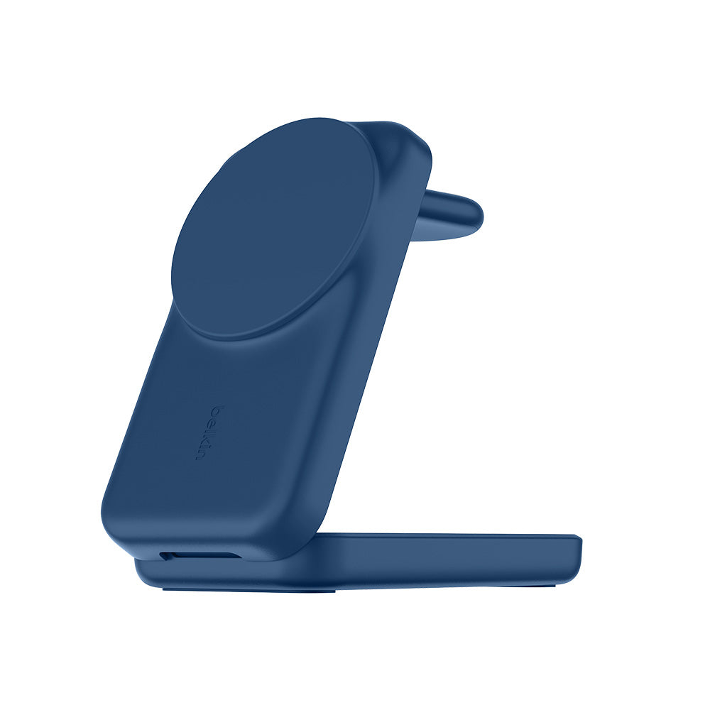 Belkin WIZ036myBL UltraCharge 3-in-1 Foldable Magnetic Charger with Qi2 25W (Square Form) - Blue
