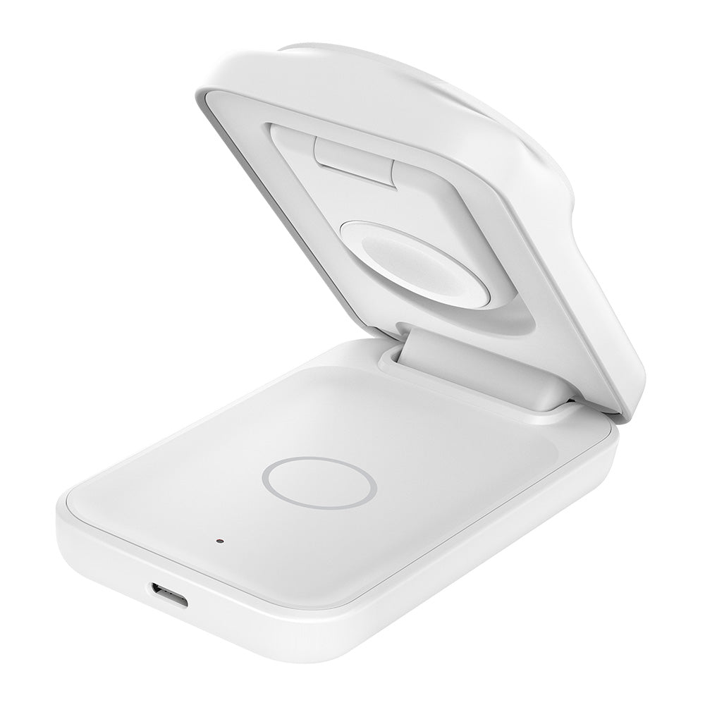Belkin WIZ036myWH UltraCharge 3-in-1 Foldable Magnetic Charger with Qi2 25W (Square Form) - White