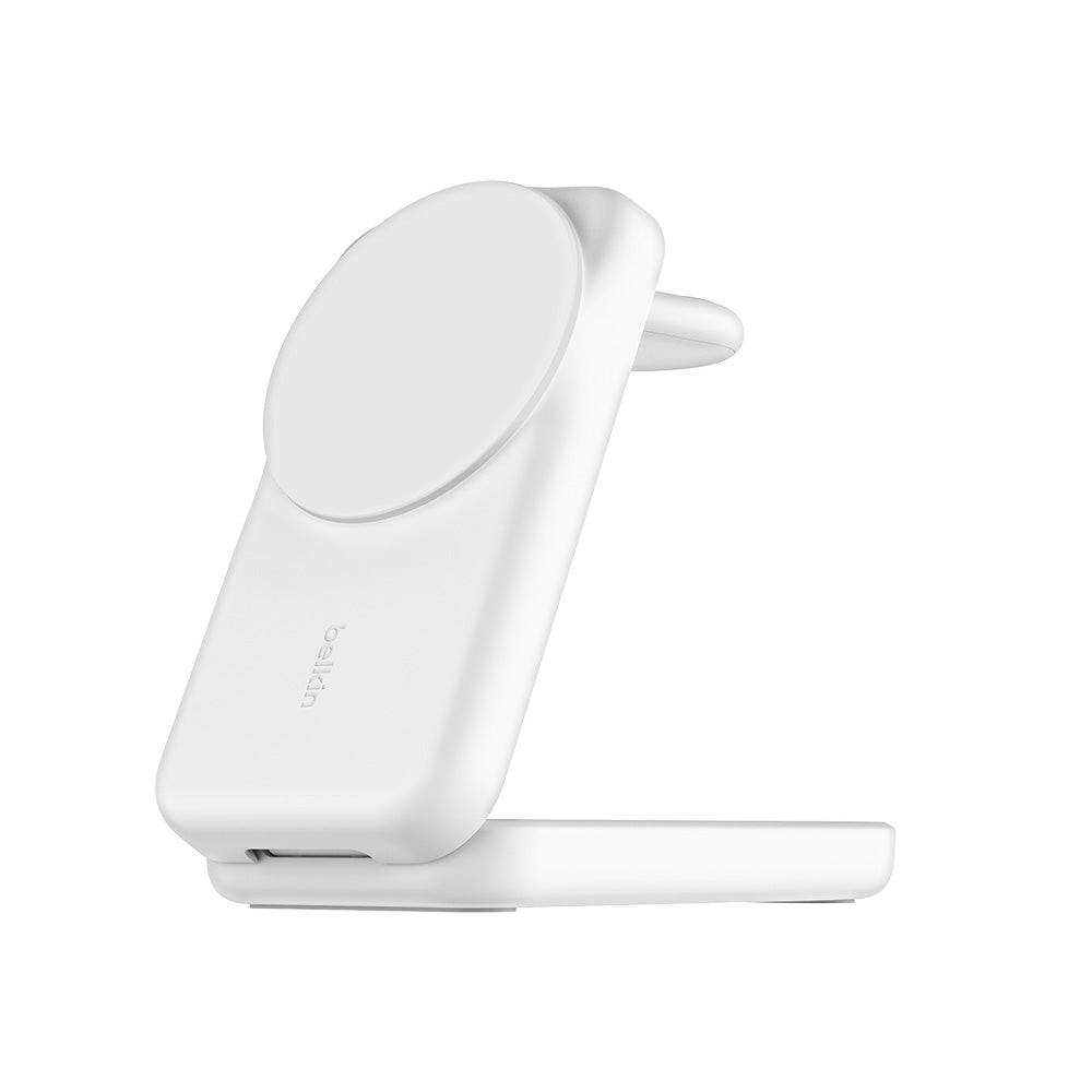 Belkin WIZ036myWH UltraCharge 3-in-1 Foldable Magnetic Charger with Qi2 25W (Square Form) - White