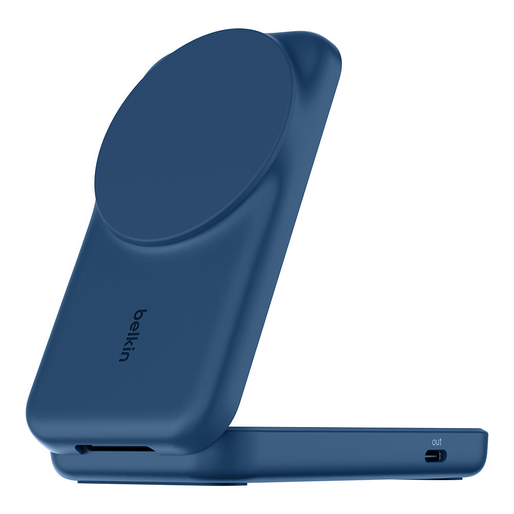 Belkin WIZ038myBL UltraCharge 2-in-1 Foldable Magnetic Charger with Qi2 25W (Square Form) - Blue