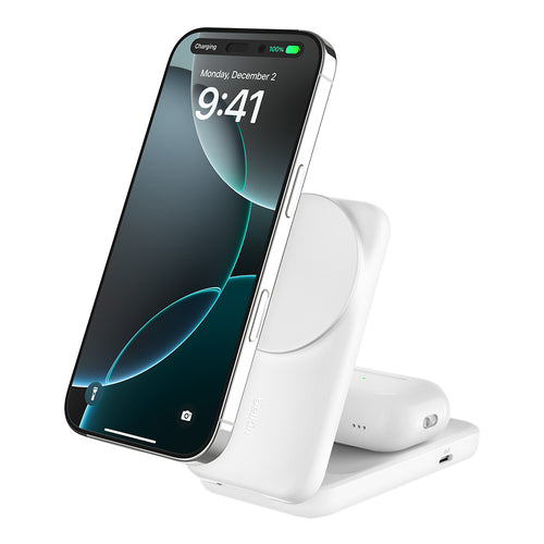 Belkin WIZ038myWH UltraCharge 2-in-1 Foldable Magnetic Charger with Qi2 25W (Square Form) - White