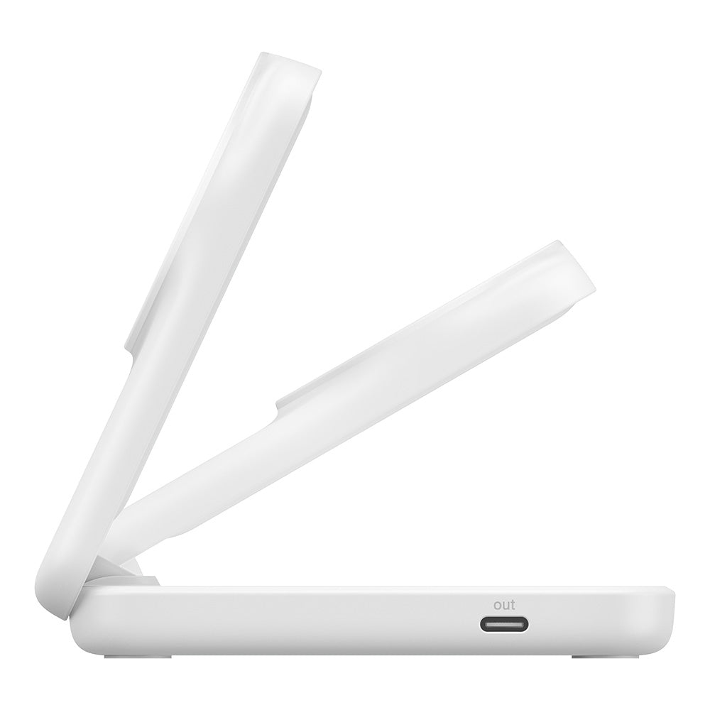 Belkin WIZ038myWH UltraCharge 2-in-1 Foldable Magnetic Charger with Qi2 25W (Square Form) - White