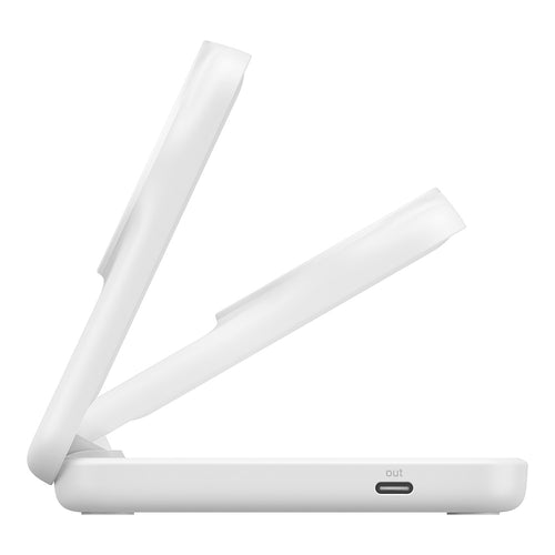 Belkin WIZ038myWH UltraCharge 2-in-1 Foldable Magnetic Charger with Qi2 25W (Square Form) - White