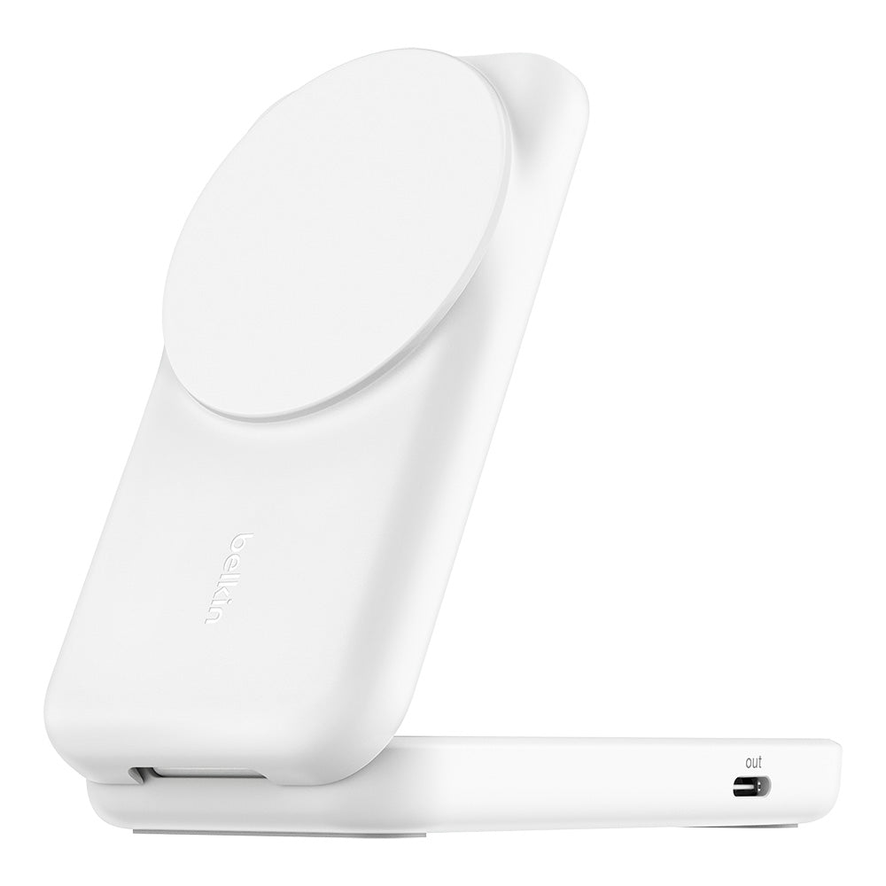 Belkin WIZ038myWH UltraCharge 2-in-1 Foldable Magnetic Charger with Qi2 25W (Square Form) - White