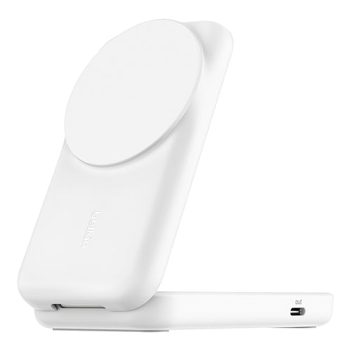 Belkin WIZ038myWH UltraCharge 2-in-1 Foldable Magnetic Charger with Qi2 25W (Square Form) - White
