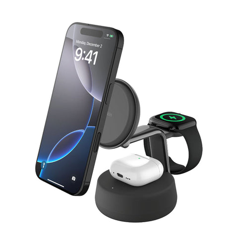 Belkin WIZ040myCH UltraCharge Pro 3-in-1 Magnetic Charging Dock with Qi2 25W - Black