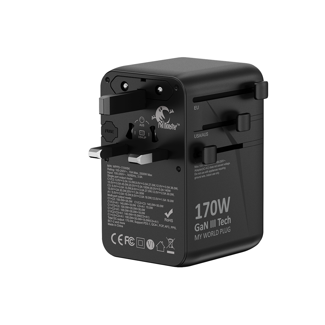 RedMonster World Plug GaN PD 170W Travel Adapter with 1.5M C Cable