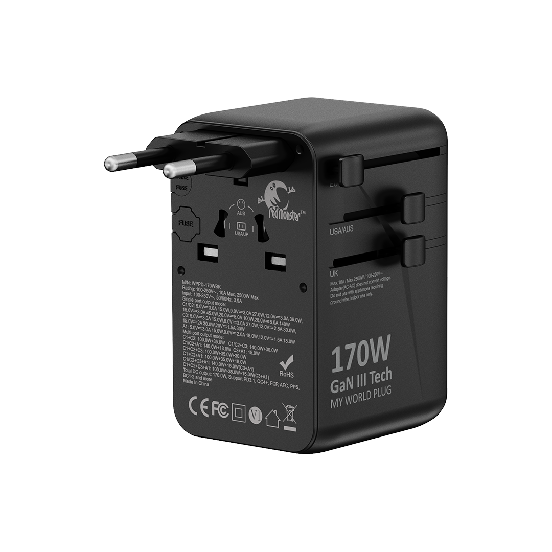 RedMonster World Plug GaN PD 170W Travel Adapter with 1.5M C Cable