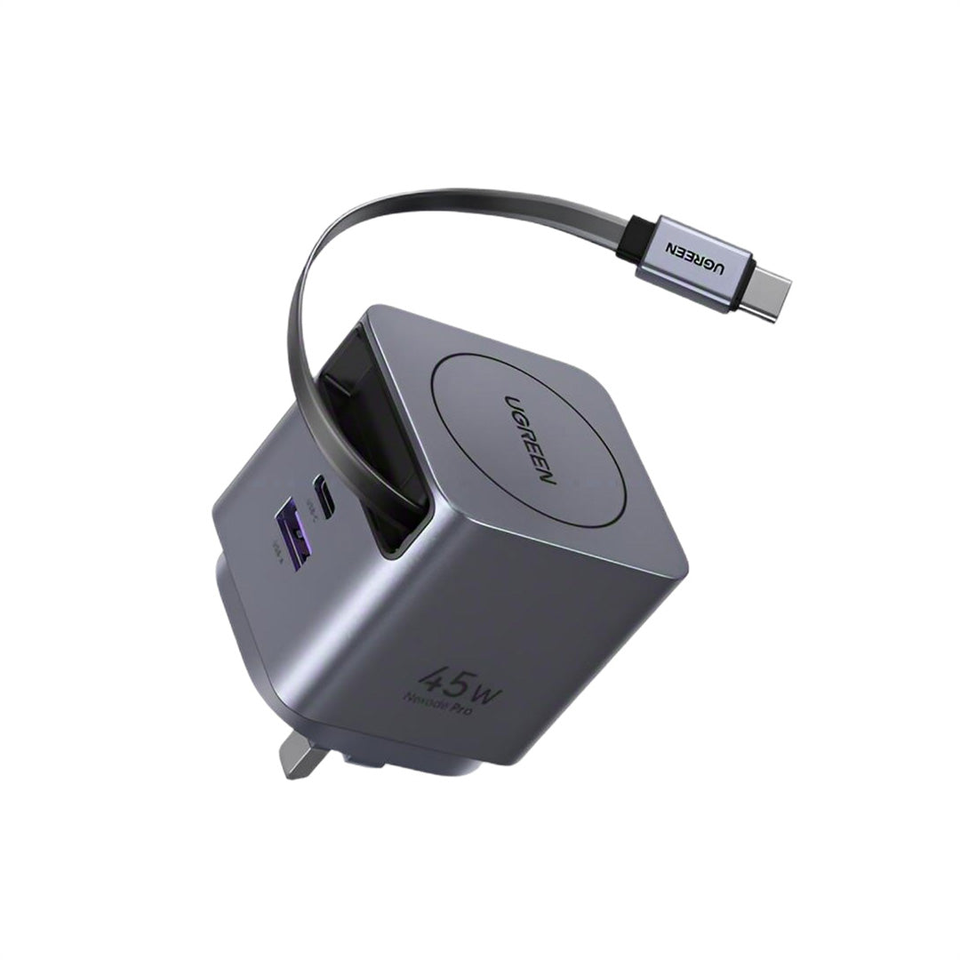 Ugreen X614-65823 45W GaN Charger Retractable 0.7m Cable 2C1A