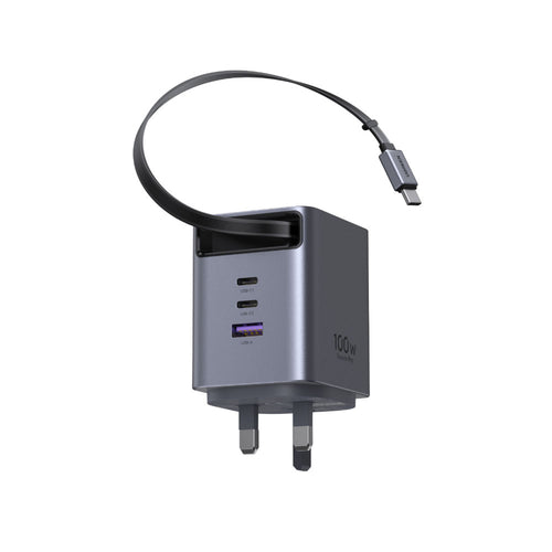 Ugreen X616 65829 100W GaN Charger with Retractable 0.7m Cable (3C1A)