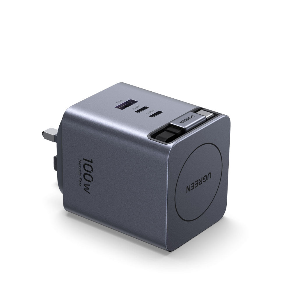 Ugreen X616 65829 100W GaN Charger with Retractable 0.7m Cable (3C1A)