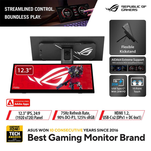 Asus ROG Strix XG129C - 12.3 IPS Touchscreen Gaming Monitor