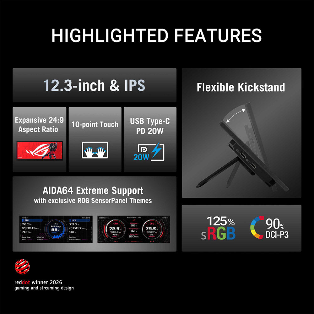 Asus ROG Strix XG129C - 12.3 IPS Touchscreen Gaming Monitor