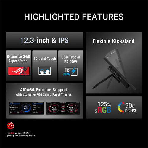 Asus ROG Strix XG129C - 12.3 IPS Touchscreen Gaming Monitor