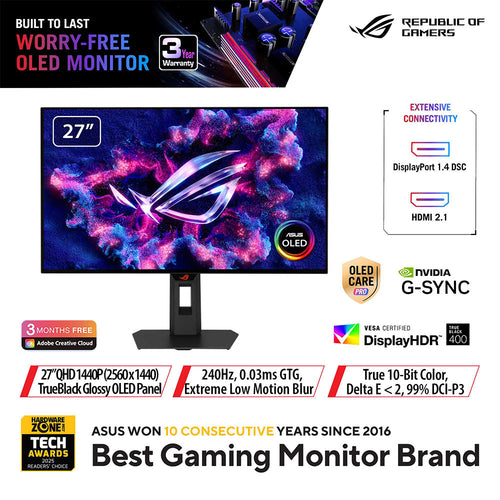 Asus ROG Strix XG27AQDMGR - 27 QHD OLED Gaming Monitor