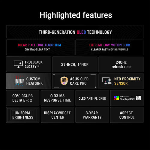Asus ROG Strix XG27AQDMGR - 27 QHD OLED Gaming Monitor