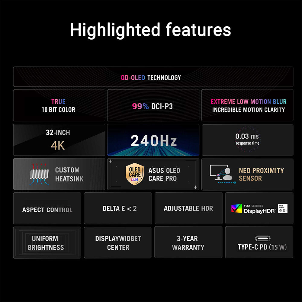 Asus ROG Strix XG27UQDMS - 27 UHD OLED Gaming Monitor