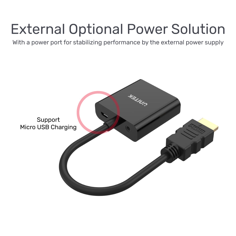 Unitek Y-6333 HDMI to VGA With Audio Converter (Black)