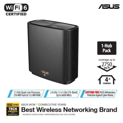 Asus ZenWiFi AX (XT8 1PK) AX6600 Tri-band Mesh WiFi 6 (Black