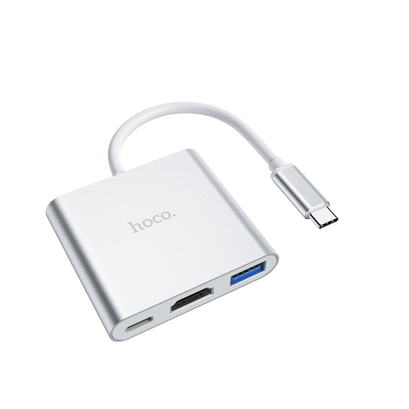 Hoco HB14 USB-C to USB3.0+HDMI+PD Adapter (Silver)