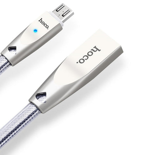 Hoco U9 Knitted USB A to Micro USB Charging Cable 1M Silver