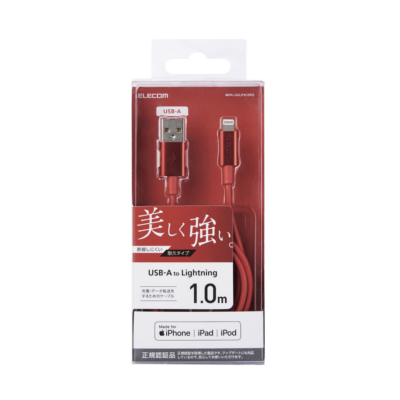 Elecom MPA-UALPS10 Durable Aluminium Connector 1m Lightning Cable (Red)