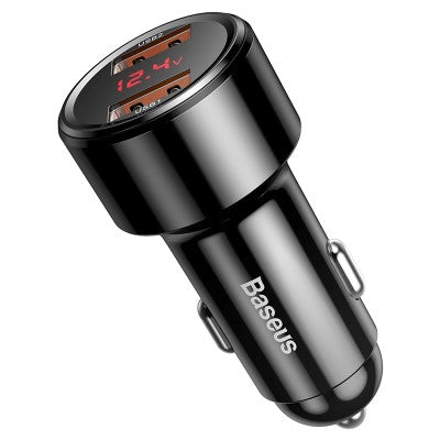 Baseus CCMLC20A-01 Dual USB-A QC Quick Car Charging 45W (Black)