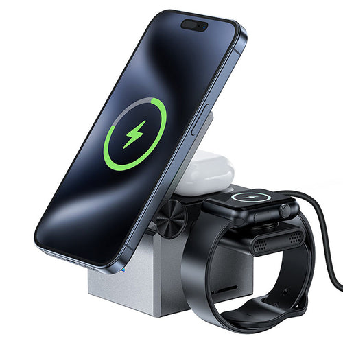 Acefast E18 Rubiks Cube 3-in-1 Wireless Charging Holder - Metal Gray