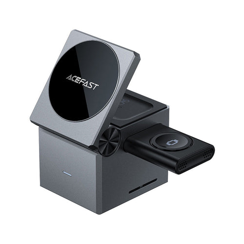 Acefast E18 Rubiks Cube 3-in-1 Wireless Charging Holder - Metal Gray