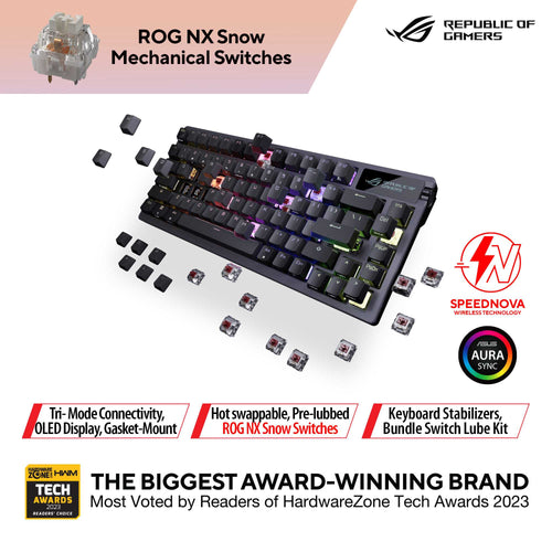 Asus ROG Azoth Wireless Gaming Keyboard (NX Snow - Black)