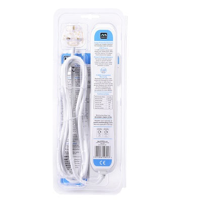 Masterplug SRGU42N-MPA Extension 4 Socket 2m + 2 USB 2.1A
