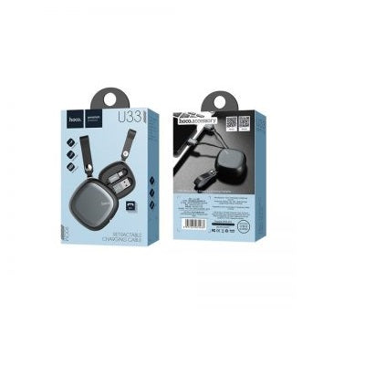 HOCO U33 Retractable USB A to Type-C USB Charging Cable  2A 90cm Black