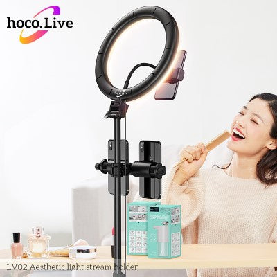 Hoco LV02 Selfie LED Ring Light with Tripod & Holder for 3Devices