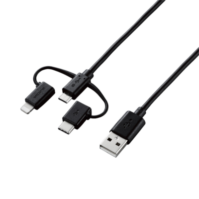 Elecom MPA-AMBLCAD12 3-In-1 Charging Cable (Black)