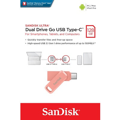 SanDisk Ultra Dual Drive Go 128GB (Peach) USB 3.1 Type-C [SDDDC3-128G-G46PC]