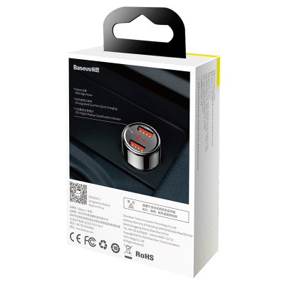 Baseus CCMLC20A-01 Dual USB-A QC Quick Car Charging 45W (Black)