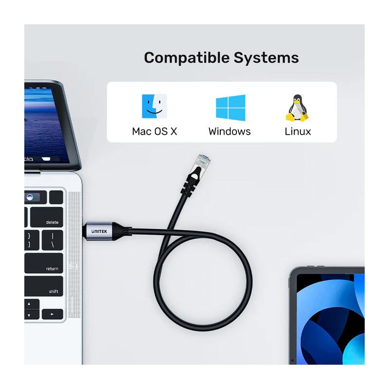 Unitek C18148AGY01 USB-C to RJ45 Ethernet Cable - 1M
