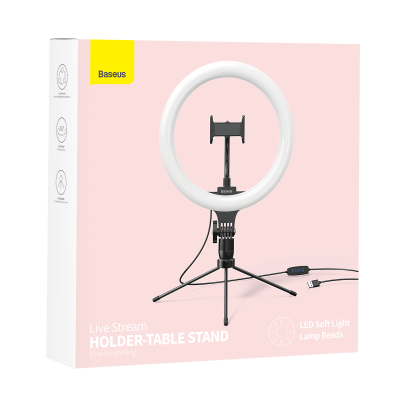 Baseus CRZB10-A01 Selfie LED Ring Light with Tripod & Holder