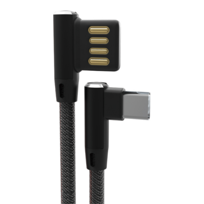 Kucipa K256 Reversible USB A to TypeC USB2.0 2A Cable 1M Blk