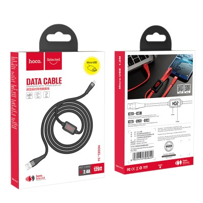Hoco S4 USB A to Micro USB Charging Cable 1.2M (Black)