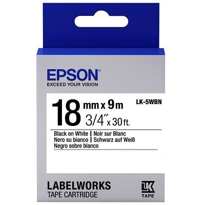 Epson Black on White Tape 18mm x 9m (LK-5WBN)
